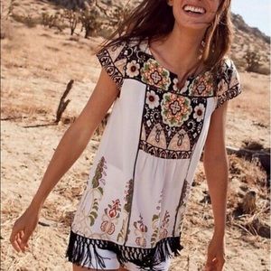 Anthropologie Vanessa Virginia Augustina Fringed Blouse Medium